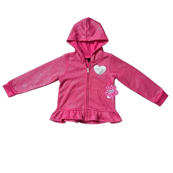 Delia’s Little Girls Sparkly Pink Zip Up Jacket & T-Shirt Set - Size 5/6 - Picture 2 of 7